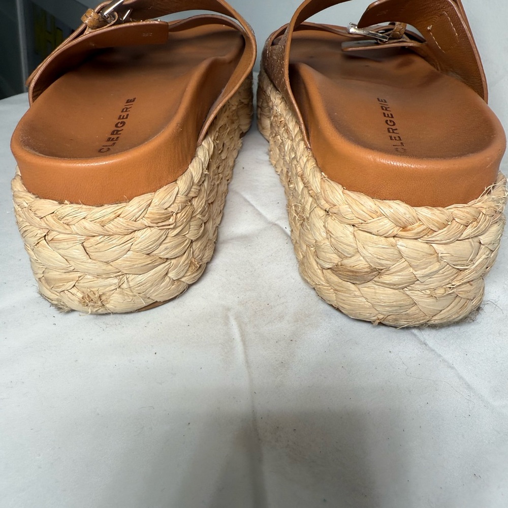 Clergerie Python-Embossed Raffia Flatform Sandals… - image 4